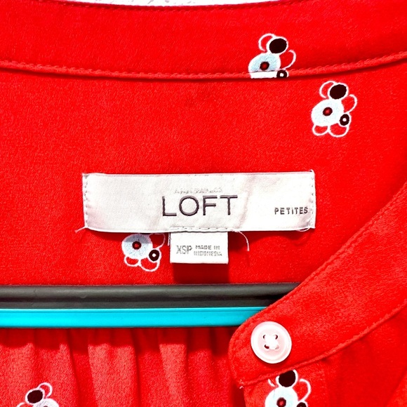 LOFT Orange Relaxed Blouse with Mandarin Collar XSP - Picture 7 of 7